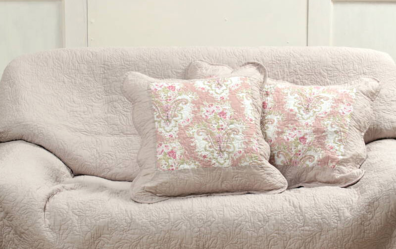 アンティークキルト・クッションカバー2枚組·͜· ♡ rose tint コットンキルト クッションカバー 約45×45cm｜アミ