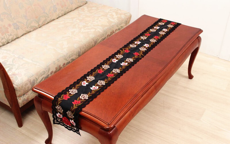 高密度カラー刺繍 テーブルランナー 約20×160cm [ardente]