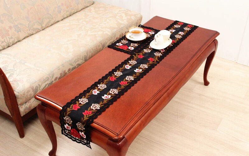 高密度カラー刺繍 テーブルランナー 約20×160cm [ardente]｜インテリア