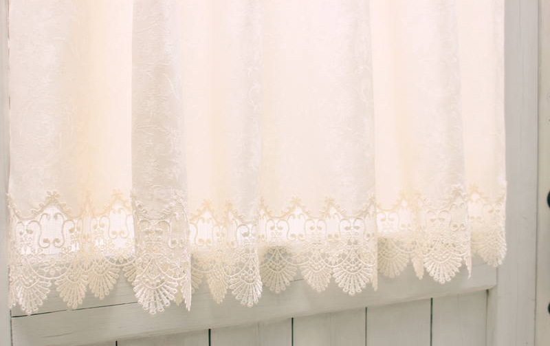 レース＆撥水ジャカード カフェカーテン 約150×90cm [Eternelle]