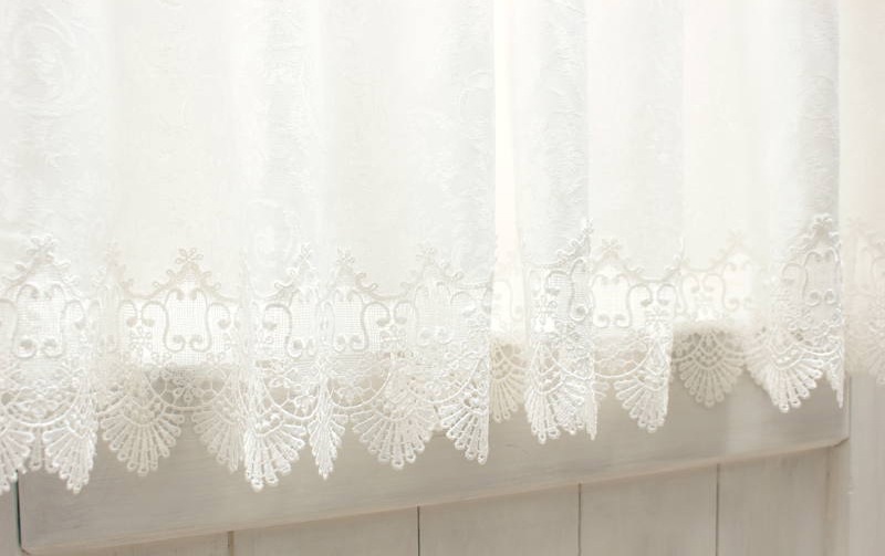 レース＆撥水ジャカード カフェカーテン 約150×90cm [Eternelle]