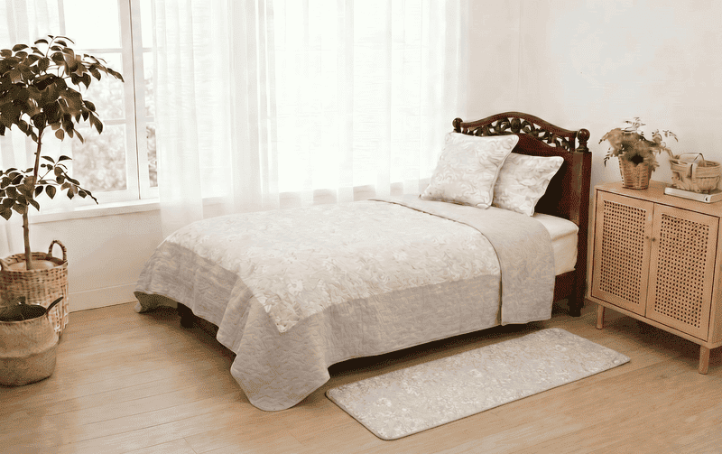 ロングマット コットンキルト 約50×150cm [Jardin d’Argent]