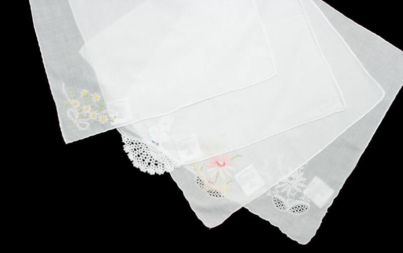 選べる4種 スワトウ産 手刺繍入りハンカチ 約30×30cm