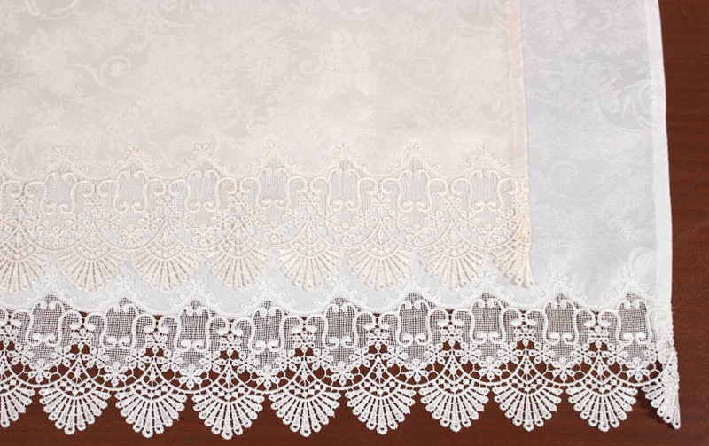 レース＆撥水ジャカード カフェカーテン 約150×180cm [Eternelle]