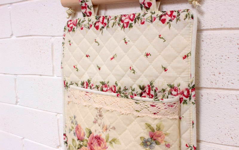 コットンキルト ウォールポケット 約68×21cm [Rose Mellow