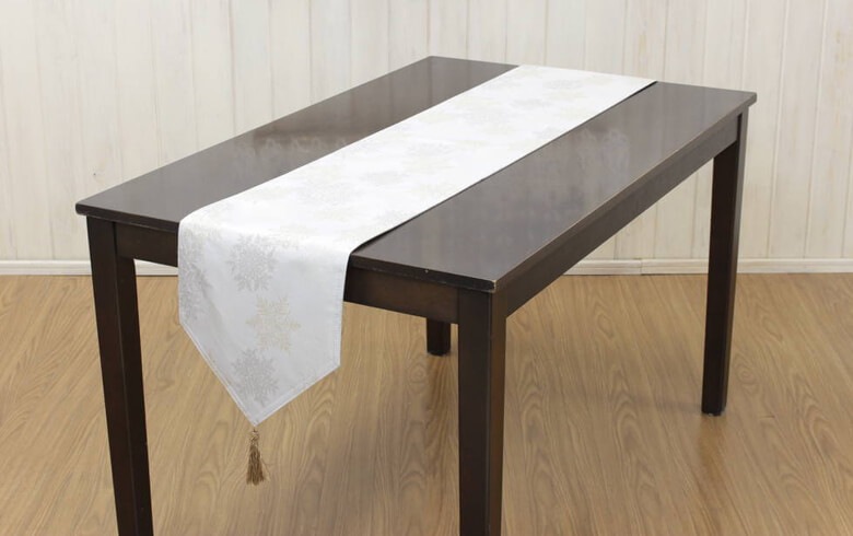 撥水加工ジャカード織 テーブルランナー 約30×180cm [Snow crystal]