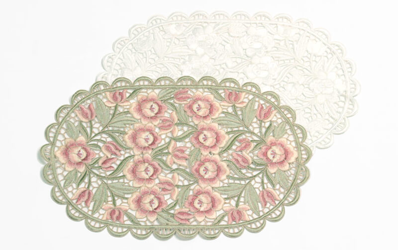 Arte rosa コード刺繍 テーブルセンター 約30×45cm｜インテリアレース