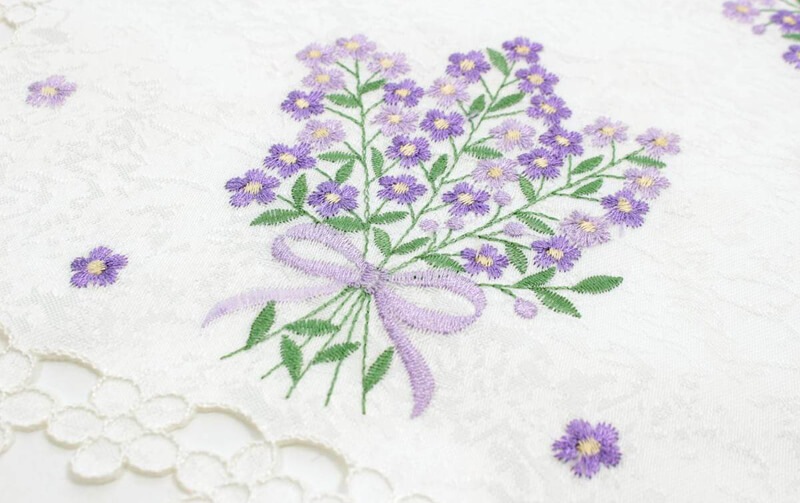 Flax コード刺繍 テーブルセンター 約25×40cm｜インテリアレース