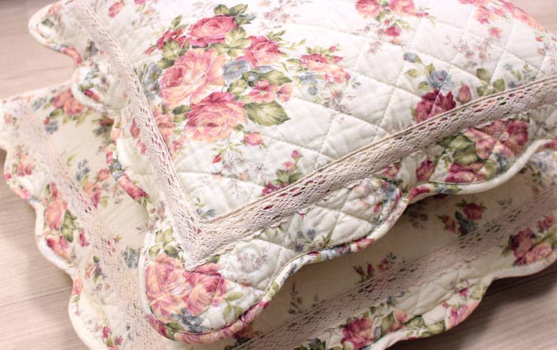 コットンキルト クッションカバー 約45×45cm [Rose Mellow]