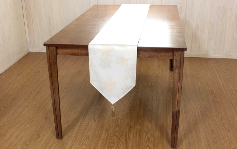 撥水加工ジャカード織 テーブルランナー 約30×230cm [Snow crystal]