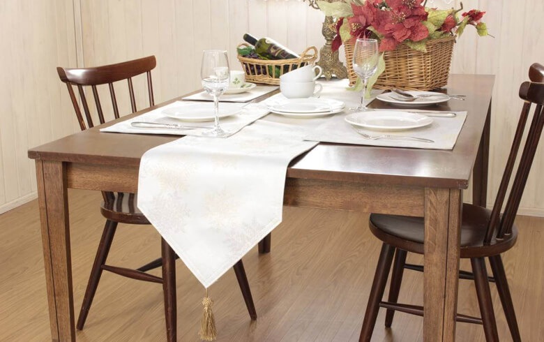 撥水加工ジャカード織 テーブルランナー 約30×230cm [Snow crystal]