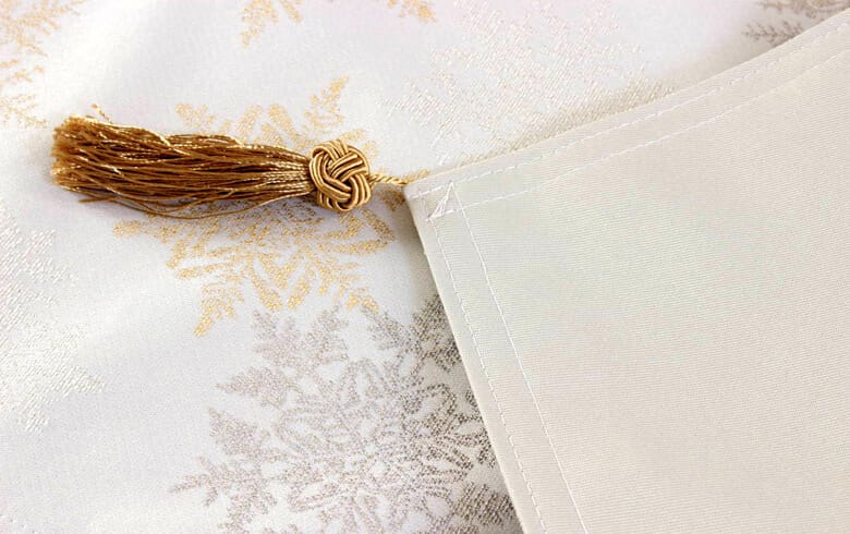 撥水加工ジャカード織 テーブルランナー 約30×230cm [Snow crystal]