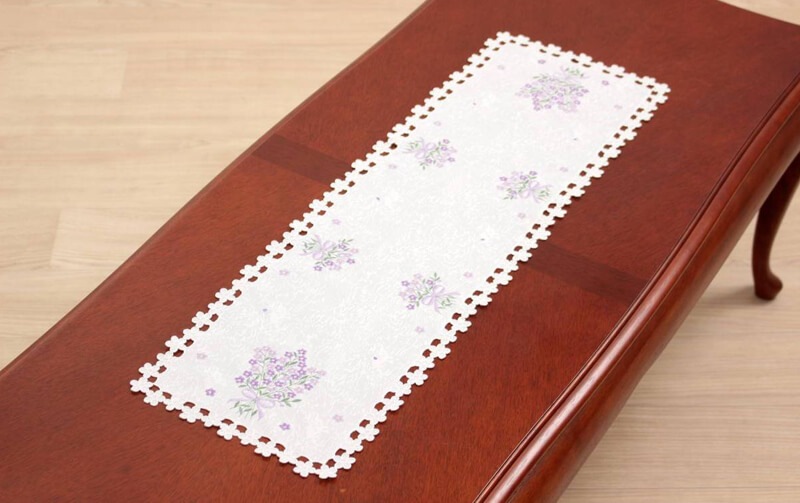 コード刺繍 テーブルセンター 約25×80cm [Flax]