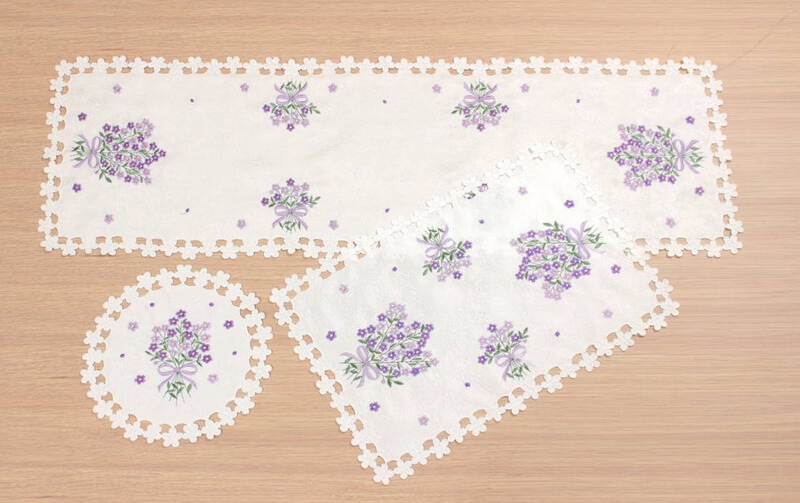 コード刺繍 テーブルセンター 約25×80cm [Flax]