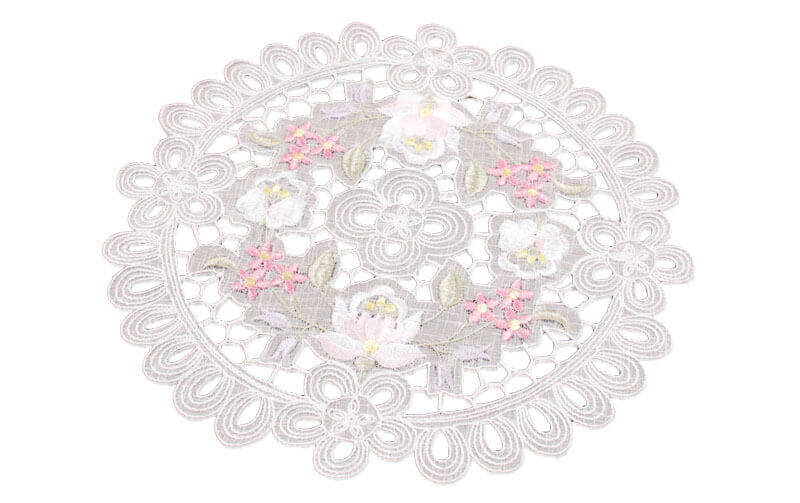 カロチャ調刺繍 ドイリー 約25cm [Danube]