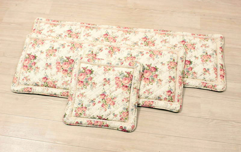 コットンキルト シートクッション 約50×50cm [Rose Mellow]