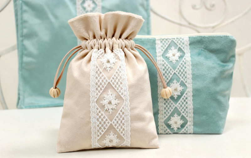 巾着 ミニマルデザイン 約13×18cm [Velinor]