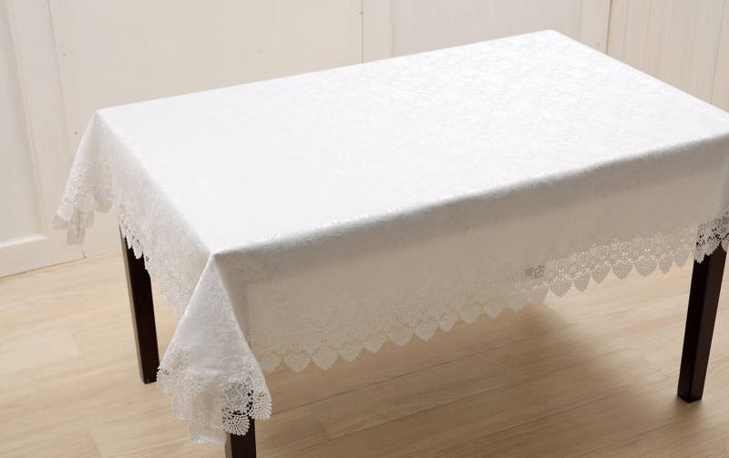 レース＆撥水ジャカード テーブルクロス 約130×170cm [Eternelle]