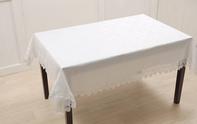レース＆撥水ジャカード テーブルクロス 約130×170cm [Eternelle]