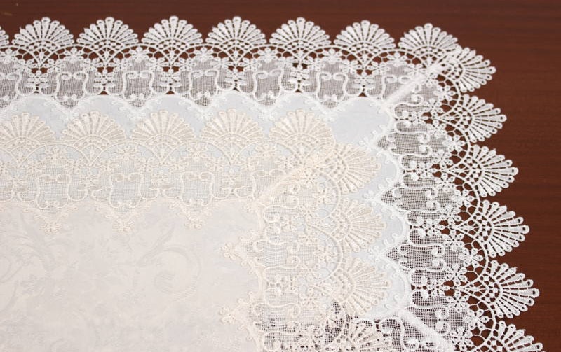 レース＆撥水ジャカード テーブルクロス 約130×170cm [Eternelle]