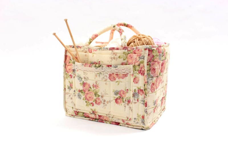 コットンキルト ソフトバスケット 約31×26×25cm [Rose Mellow]