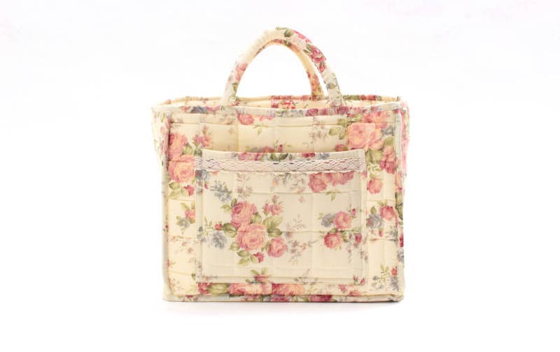 コットンキルト ソフトバスケット 約31×26×25cm [Rose Mellow]