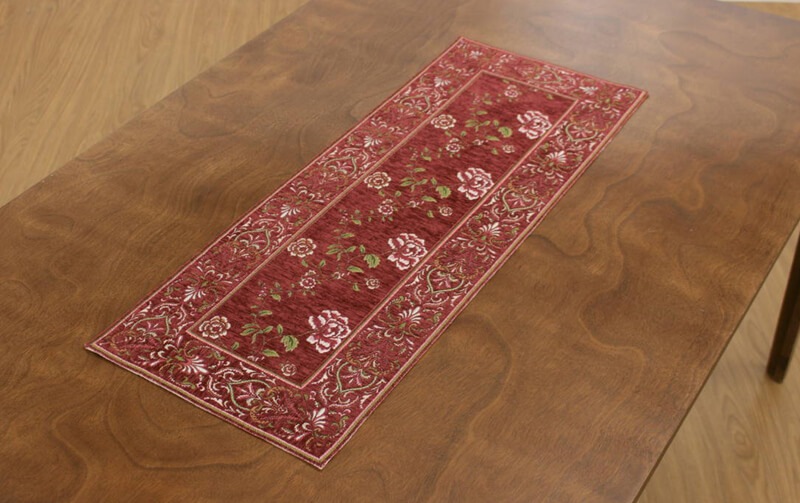 シェニール織 テーブルセンター 約33×90cm [Rose Palace]