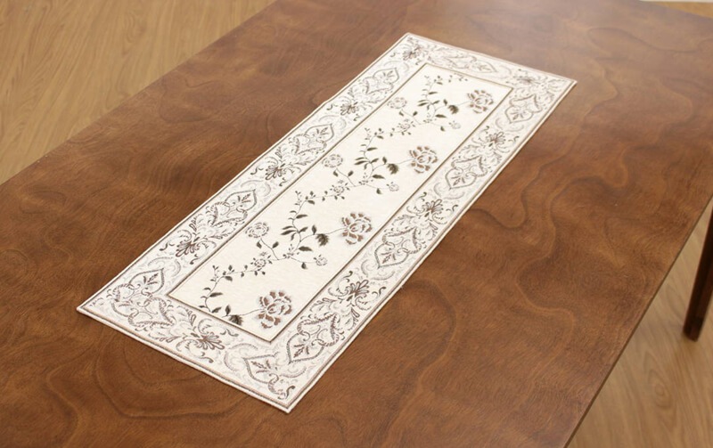 シェニール織 テーブルセンター 約33×90cm [Rose Palace]