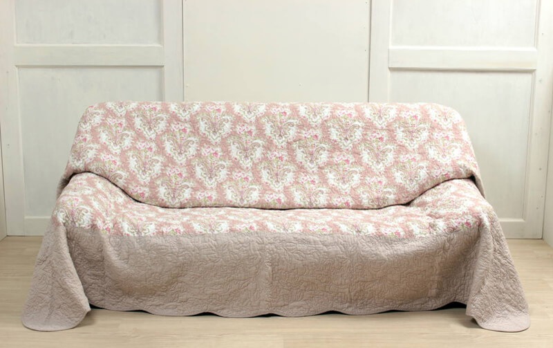 【SALE】コットンキルト マルチカバー 約200×250cm [rose tint]