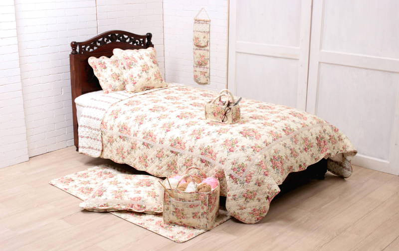 コットンキルト ピローケース 約43×63cm [Rose Mellow]