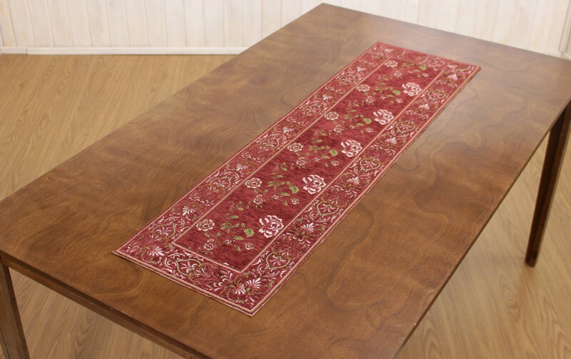 シェニール織 テーブルセンター 約33×120cm [Rose Palace]