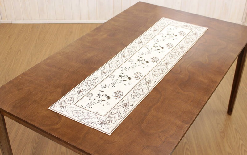 シェニール織 テーブルセンター 約33×120cm [Rose Palace]