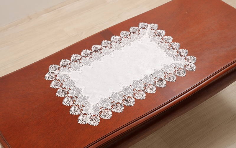 レース＆撥水ジャカード テーブルセンター 約40×60cm [Eternelle]