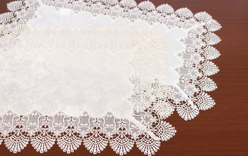 レース＆撥水ジャカード テーブルセンター 約40×60cm [Eternelle]