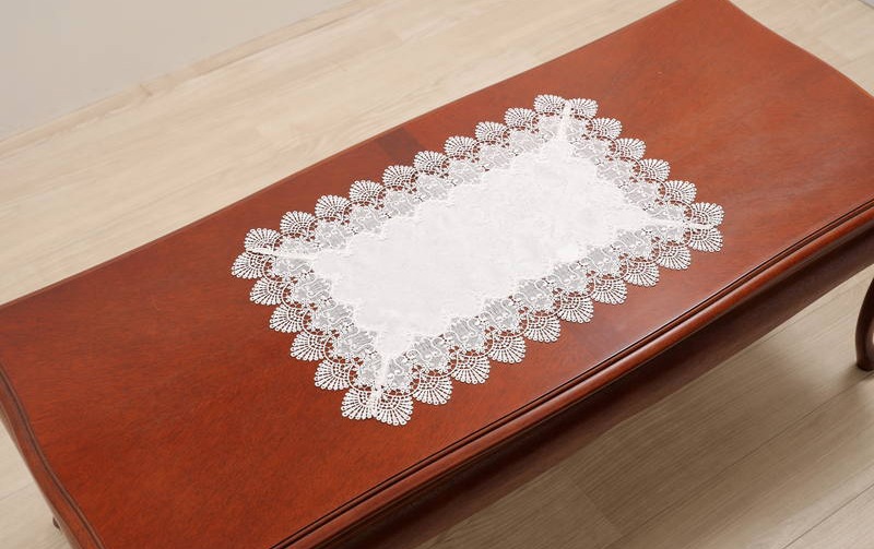 レース＆撥水ジャカード テーブルセンター 約40×60cm [Eternelle]