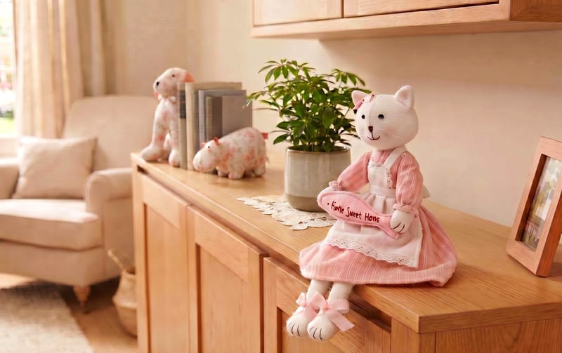 エプロン姿のおすわりネコちゃん  全長 約40cm