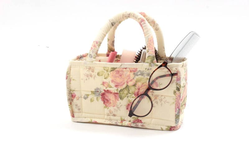 コットンキルト ミニソフトバスケット 約12×22×12cm [Rose Mellow]