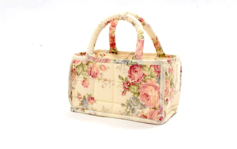 コットンキルト ミニソフトバスケット 約12×22×12cm [Rose Mellow]