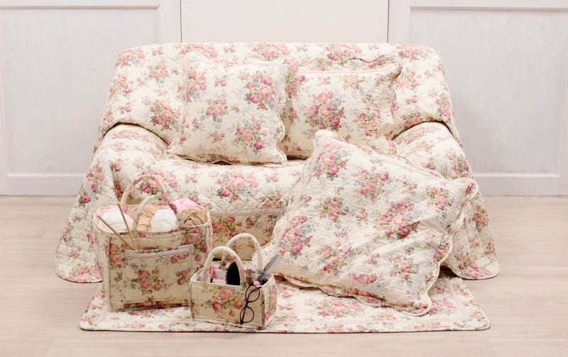 コットンキルト ミニソフトバスケット 約12×22×12cm [Rose Mellow]