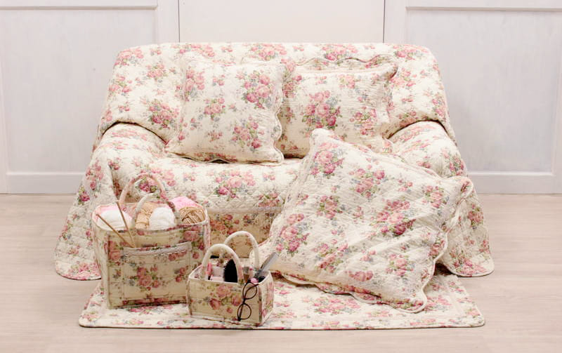 コットンキルト ロングシートクッション 約50×120cm [Rose Mellow]