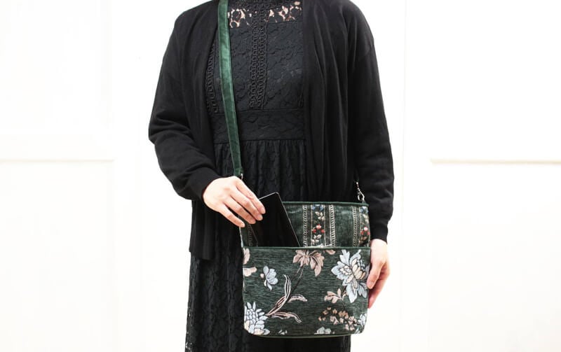 corundum シェニール織 ショルダーバッグ 約25×22×7cm｜インテリア