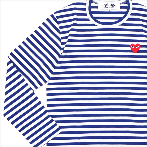 新品 プレイ コムデギャルソン PLAY COMME des GARCONS MENS BORDER RED HEART L/S TEE BLUE 202-000940-044x (TOPS) 期間限定ポイント5倍キャンペーン中!!] PLAY COMME des GARCONS プレイ
