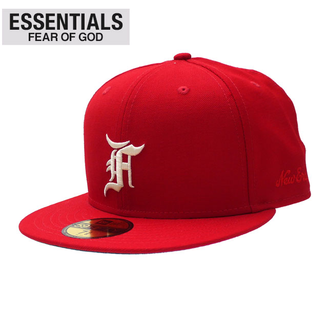 [���ָ���ݥ����5�ܥ����ڡ�����!!] ���� ���å��󥷥�륺 ESSENTIALS x �˥塼���� NEW ERA 59FIFTY FITTED CAP ����å� RED ��å� ��� �ե������֥��å� FEAR OF GOD FOG