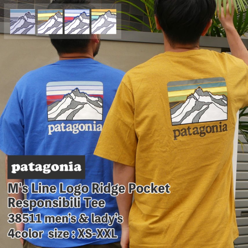 新品 パタゴニア Patagonia M S Line Logo Ridge Pocket Responsibili Tee ライン ロゴ リッジ ポケット レスポンシビリ Tシャツ メンズ レディース Cliff Edge
