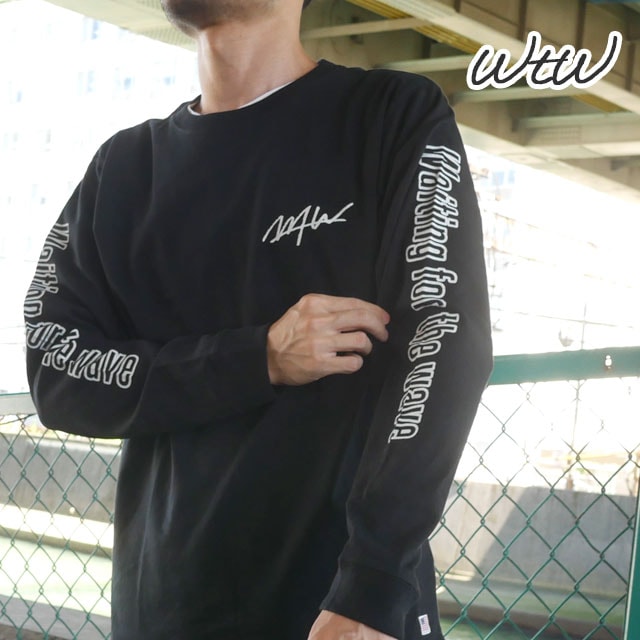 [ָݥ5ܥڡ!!]  ֥ƥ WTW SLEEVE PRINT LOGO LS ĹµT BLACK ֥å   ǥ