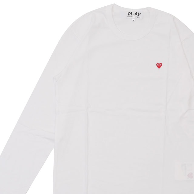 �ڲ��ʸ�ľ���ޤ����� ���� �ץ쥤 ����ǥ���륽�� PLAY COMME des GARCONS SMALL RED HEART L/S TEE ĹµT����� WHITE �ۥ磻�� ���