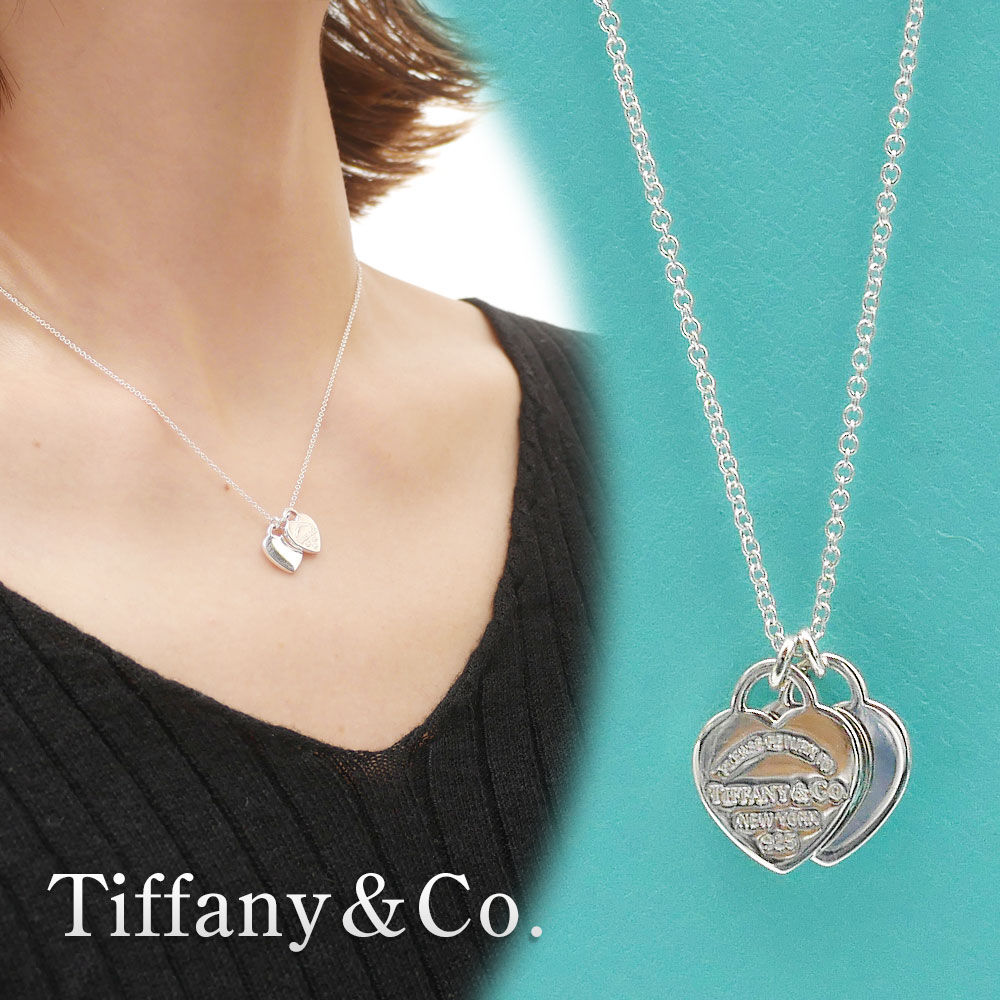 [���ָ���ݥ����5�ܥ����ڡ�����!!] ���� �ƥ��ե��ˡ� TIFFANY&CO. Double Heart Tag Pendant ���֥�ϡ��ȥ��� �ڥ����� SILVER ����С� ��ǥ�����