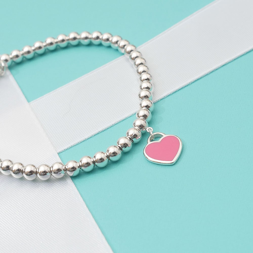 【Tiffany & Co】ダイヤモンド Heart Tag Bead ブレスレット Return to Tiffany® Bead Bracelet in Silver, Tiffany Blue