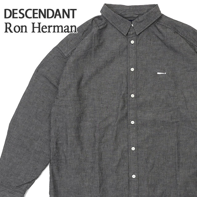 [ָݥ5ܥڡ!!]  ϡޥ Ron Herman x ǥ DESCENDANT Shambray Shirt Ĺµ BLACK ֥å   212WVDS-SHM01RS