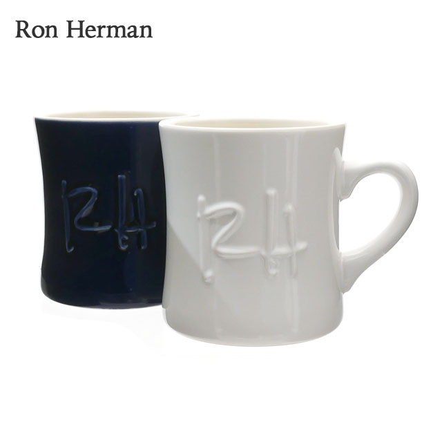 [期間限定ポイント5倍キャンペーン中!!] 新品 ロンハーマン Ron Herman RH Emboss Logo Mug Set ペア マグカップ  2個セット NAVY & WHITE メンズ レディース-Cliff Edge